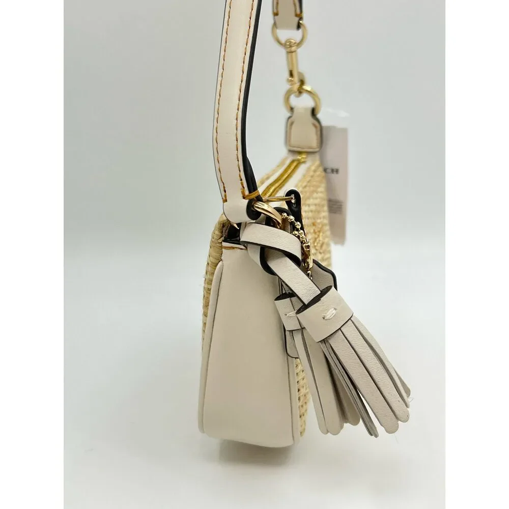 Coach Straw and Leather Women Wristlet